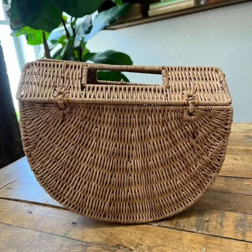 Half Moon Rattan Wicker Bag 9